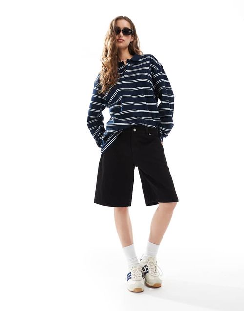 Lea low waist relaxed fit jort shorts in black