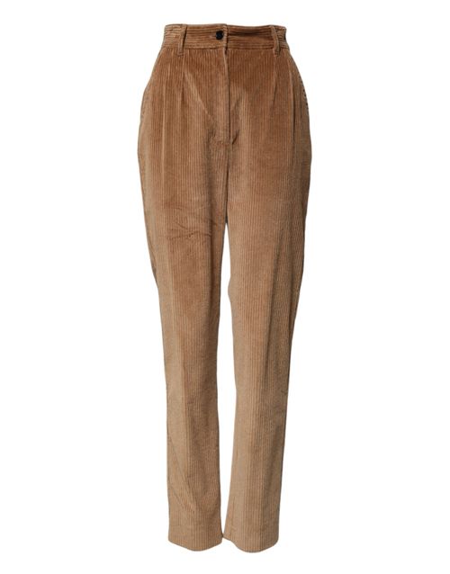 Cotton Corduroy Tapered Trousers — Brown