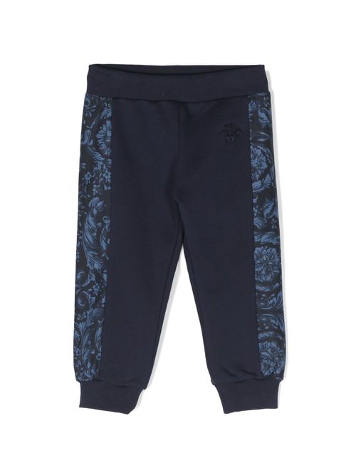 Barocco-print cotton track pants - Blue