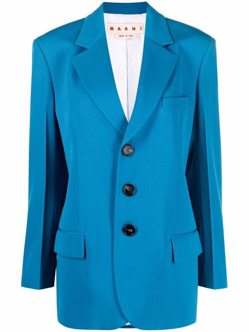 Notched-lapel single-breasted blazer - Blue