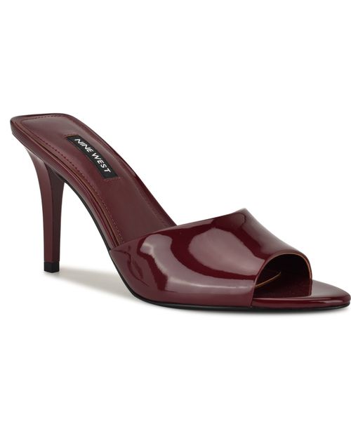 Women's Hather Slip-On Stiletto Sandals - Dark Red Patent