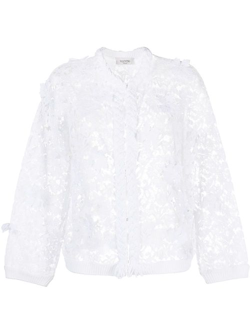 Floral lace cardigan - White