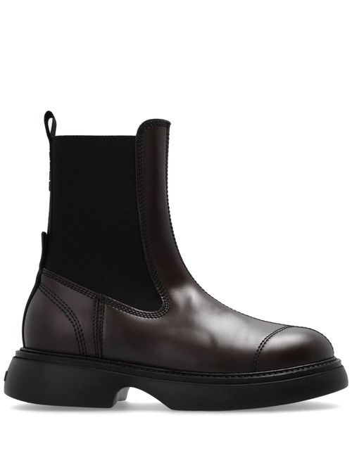 GANNI leather ankle boots - Zwart