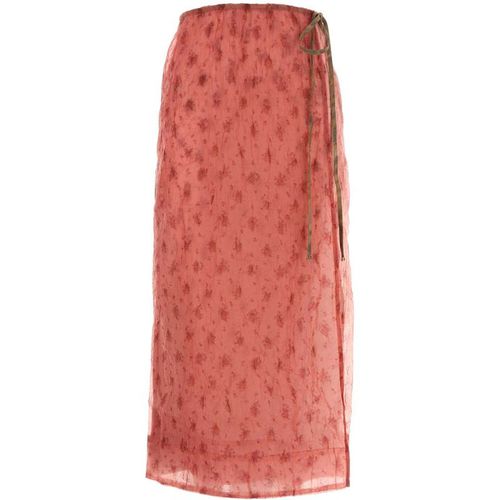 Ganni Printed Organza And Stretch Cotton Skirt