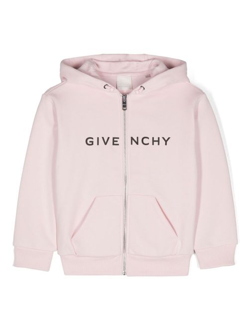Logo-print zip-up hoodie - Pink