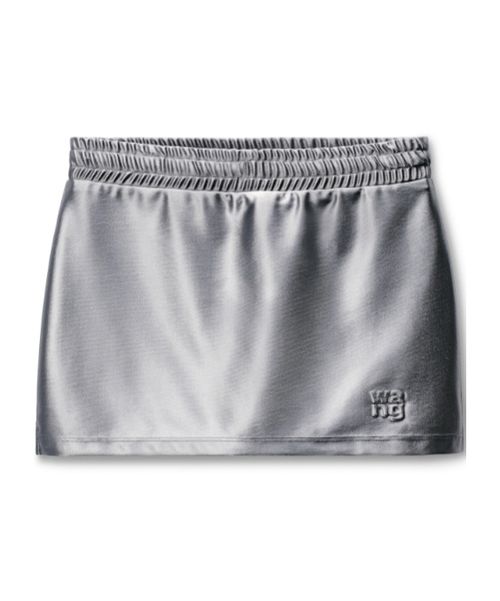 Elasticated-waistband satin skirt