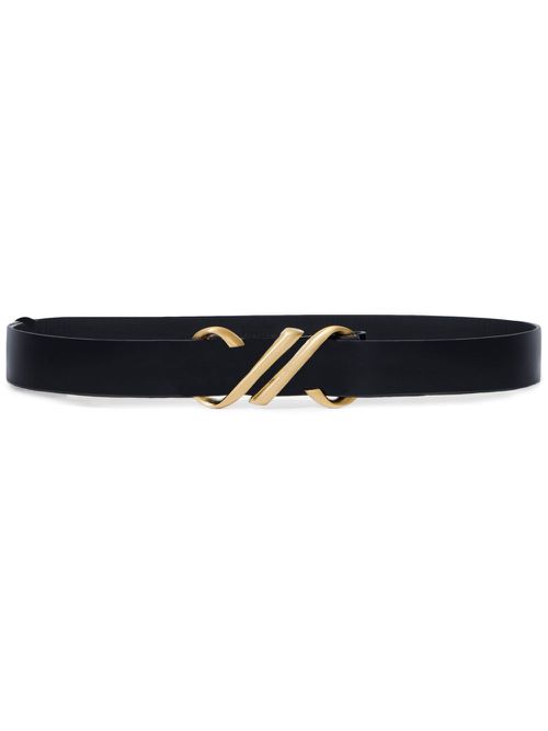 Monogram-plaque leather belt - Black