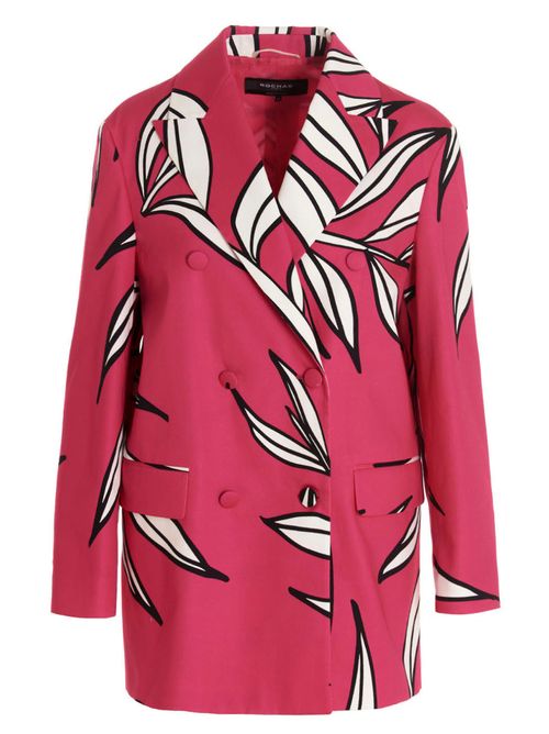 Floral-Print Cotton Blazer — Pink