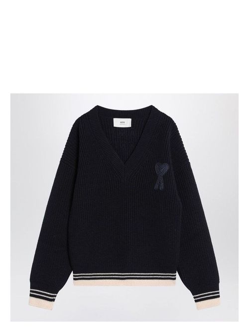 Ami Paris Men's Navy Ami De Coeur Sweater in Blue | Size Small | UKS268UKN0068 Color 4011