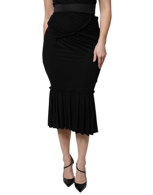 Mermaid-Cut Flared Skirt — Black