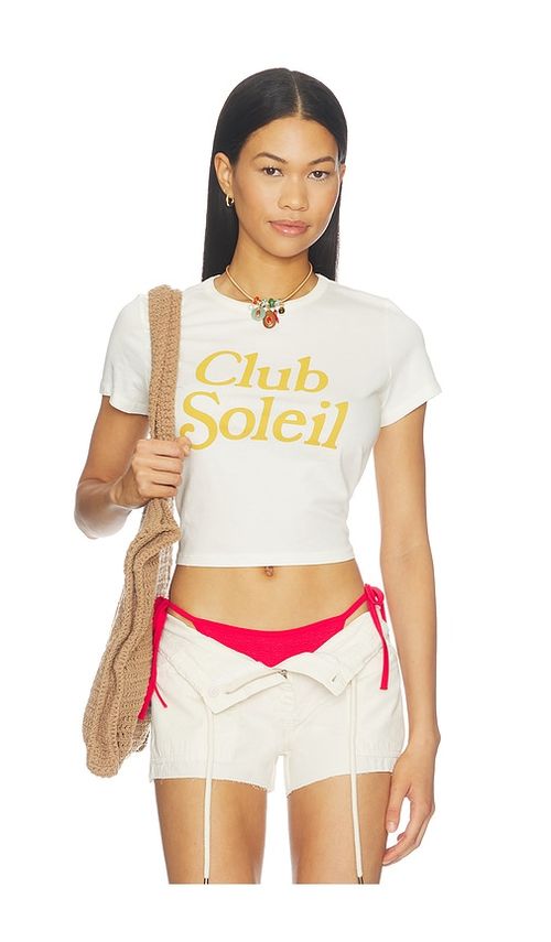 Sunny Somewhere Club Soleil Tiny Tee in White. XS. Also in S, M