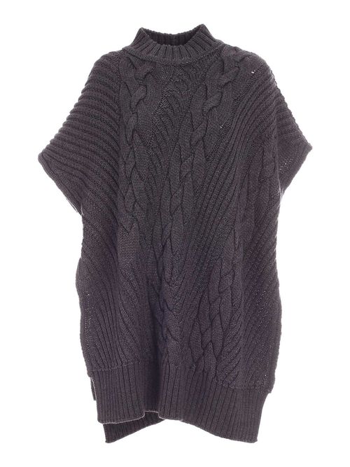 High neck poncho in grey