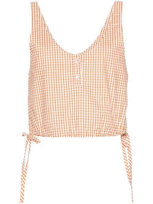 Checked cropped top - Orange