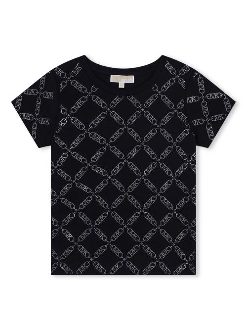 Crystal-logo cotton T-shirt - Black