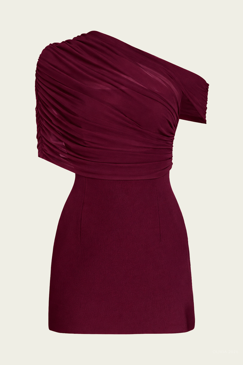Selma Crepe Mini Dress in Merlot