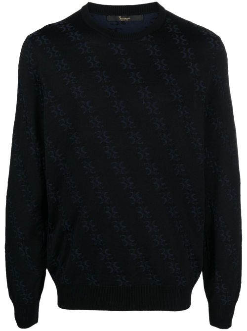 Monogram-jacquard knitted jumper - Black