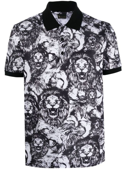 All-over lion-print polo shirt - White