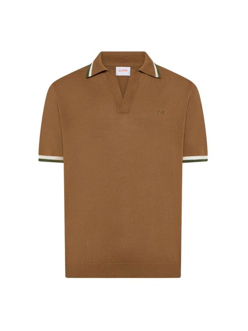 SUN68 Maglietta 'SUN68 POLO SWEATER STRIPES DETAILS S/S POLO' marrone