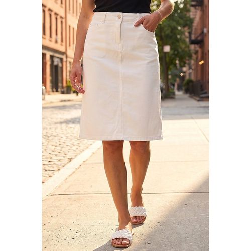 Roman Womens Cotton Denim Stretch Skirt - White
