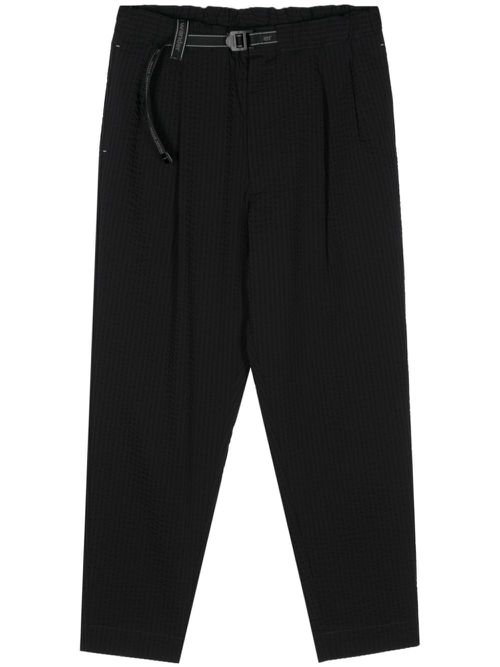 Seersucker tapered-leg trousers - Blue