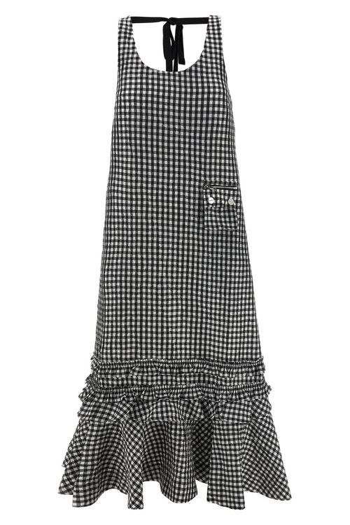 'Crinkled Check Long' Dress