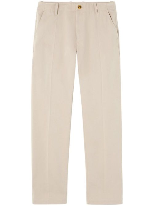Logo-embroidered straight-leg trousers - Neutrals