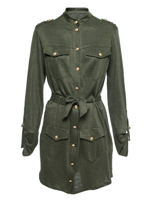 Belted mini dress - Green