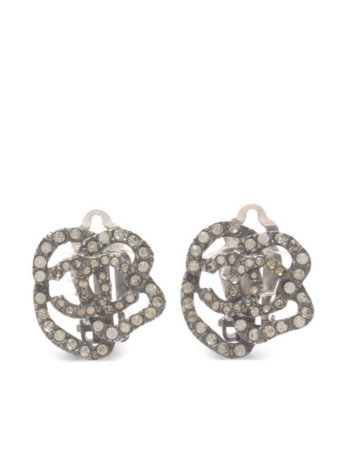1986-1988 CC camellia clip-on earrings - Silver