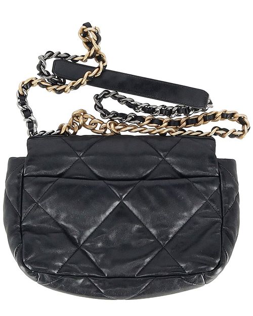 Black Quilted Leather 19 Large Flap Bag (Authentic Pre-Loved)