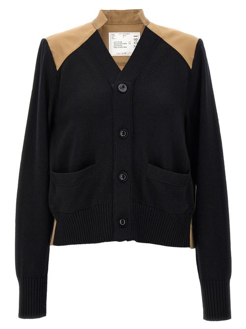 -Two-Material Cardigan Maglioni Multicolor-Donna