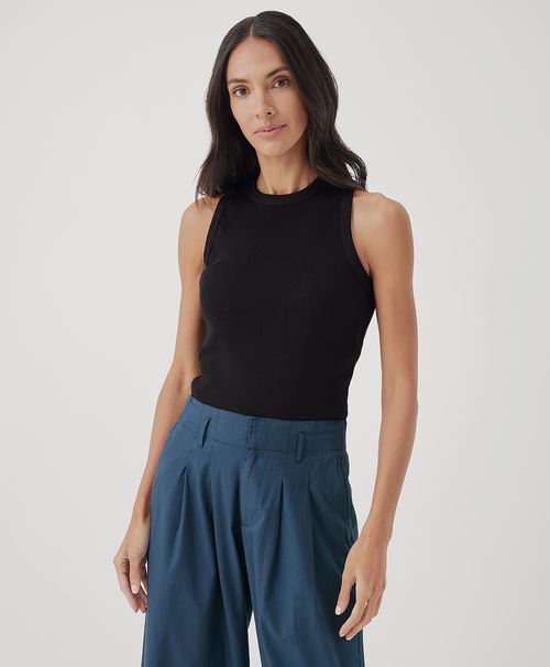Women's Black Favorite Rib Racerback Tank