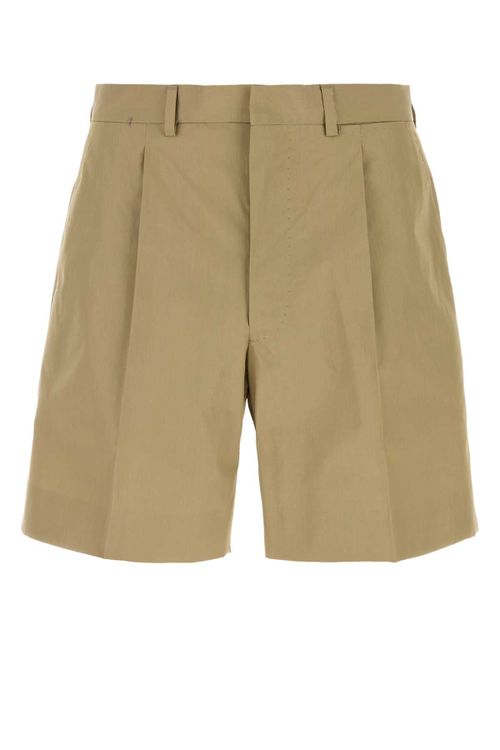 Cotton Poplin Bermuda Shorts — Beige