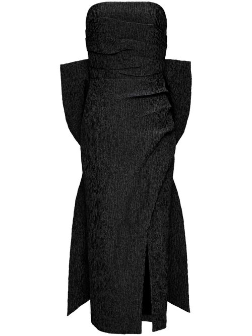 Helene oversize-bow strapless midi dress - Black