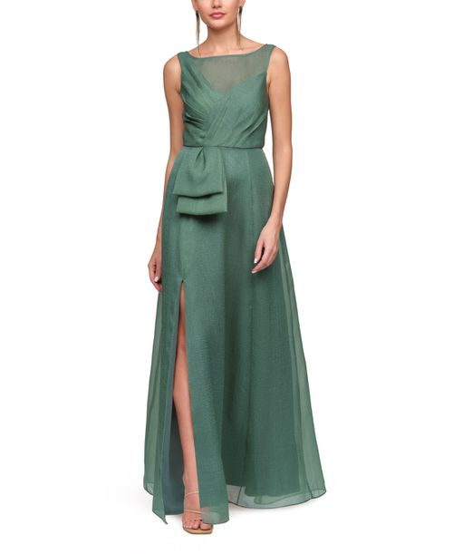 Women's Boat Neck Carey Organza Gown - Mallard