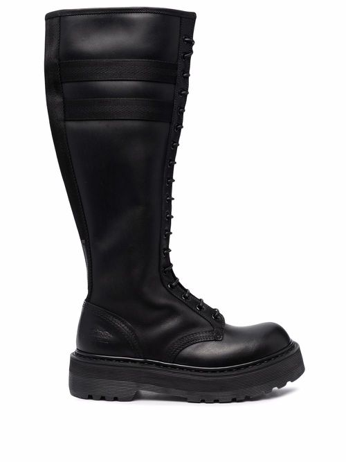 Striped knee-high boots - Black