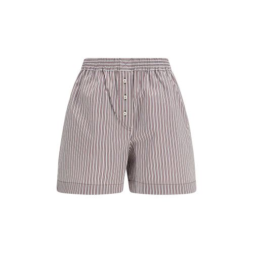 Striped Cotton-Silk Bermuda Shorts — Gray
