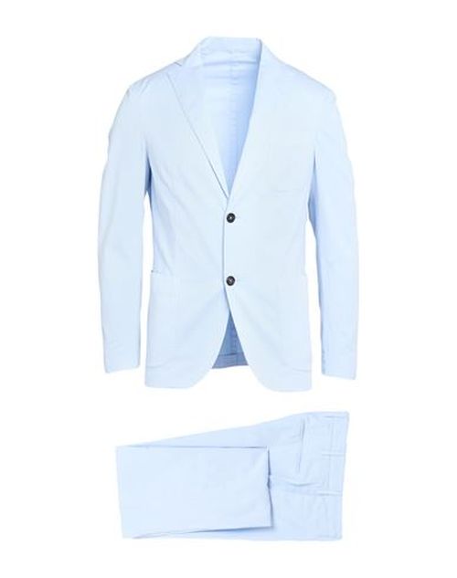 Man Suit Sky blue Size 38 Cotton, Elastane
