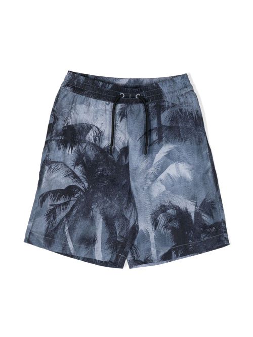 Palm tree-print drawstring shorts - Blue
