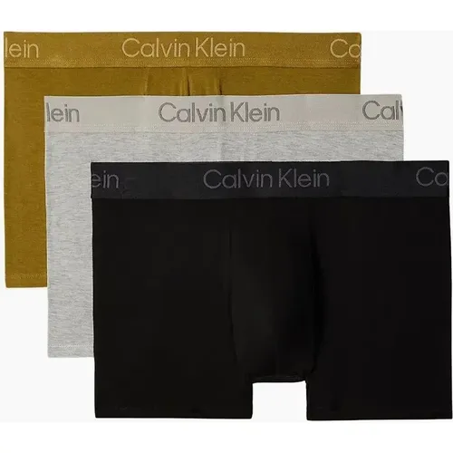 Calvin Klein Men's 3-Pack Ultra Soft Modal Boxer Trunks, Black/Grey/Khaki