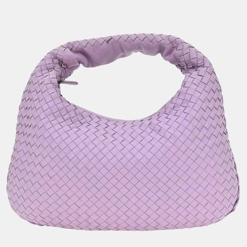 Bottega Veneta Purple Lambskin Intrecciato Hobo Handbag