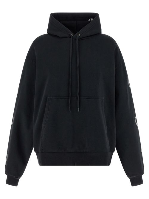 Embroidered Cotton Hoodie — Black