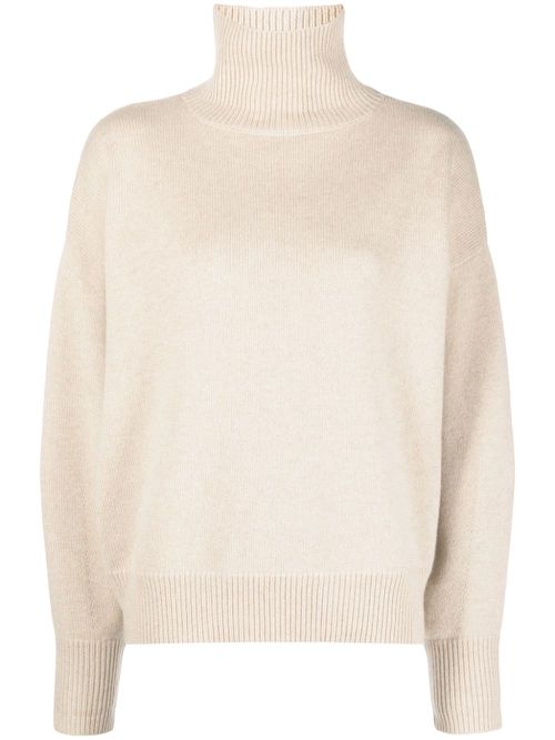 Roll-neck cashmere jumper - Neutrals