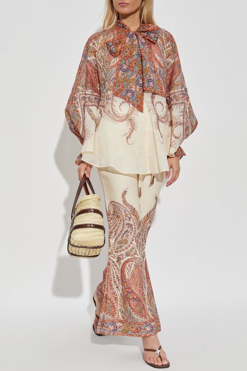 Printed Trousers, Women's, Cream