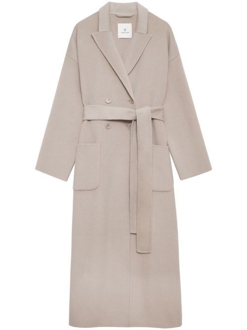 Dylan belted double-breasted coat - Neutrals