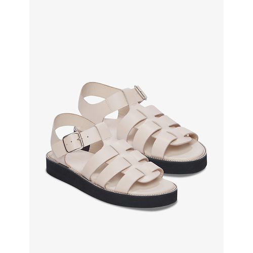 Womens Porcelain-strap Flatform Leather Sandals