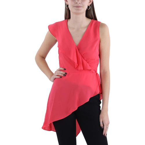 Womens Ruffled Asymmetric Wrap Top