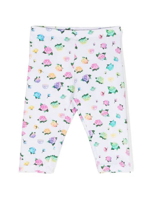 Floral-print stretch-cotton leggings - White