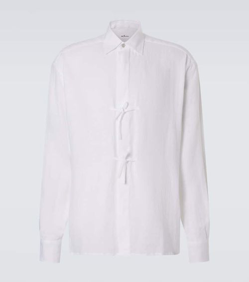 Dorian bow-detail linen shirt