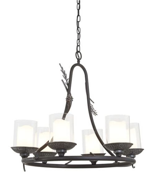 Ponderosa Ridge 6-Light Chandelier in Weathered Spruce with Silver Highlight