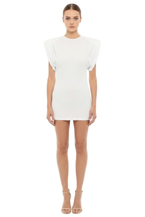 White Round Neck Mini Dress